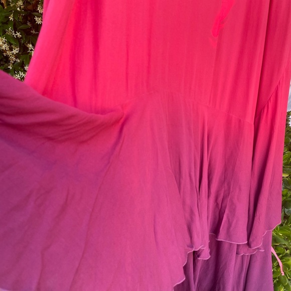 $228 NWT YOUNG, FABULOUS & BROKE WRAP TIE-DYE TIERED/RUFFLED MAXI DRESS - Picture 4 of 8